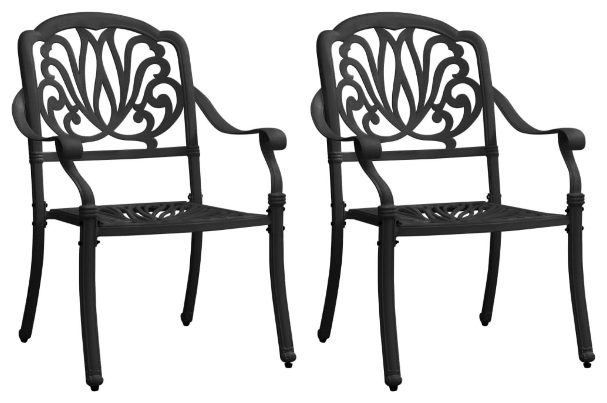 Vidaxl Garden Chairs 2Piece Set Cast Aluminum Black French Country