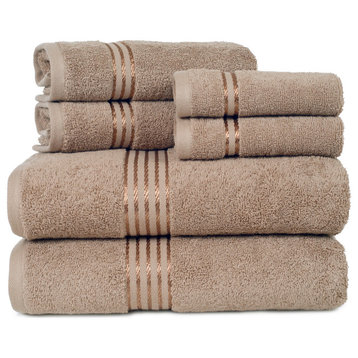 12PC Cotton Bathroom Towels 4 Bath Towels, 4 Hand Towels, 4 Washcloths, Taupe