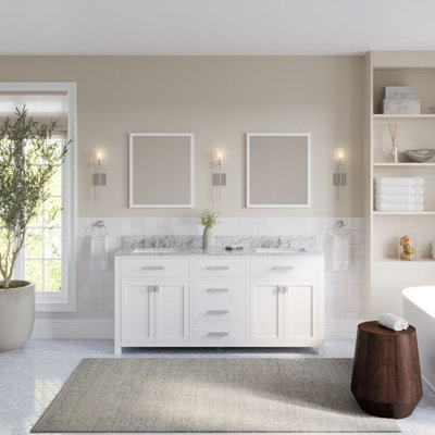 Polaris Bathroom Vanity, Double Sink, 72", Pure White, Freestanding