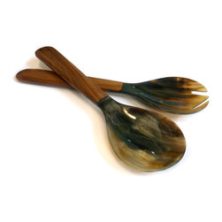 Horn and wood salad servers - Serving Utensils