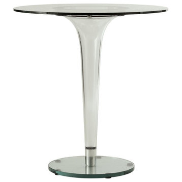 Leisuremod Lonia Modern Glass Top Bistro Accent Dining Table With Acrylic Base