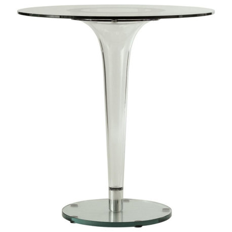Leisuremod Lonia Modern Glass Top Bistro Accent Dining Table With Acrylic Base