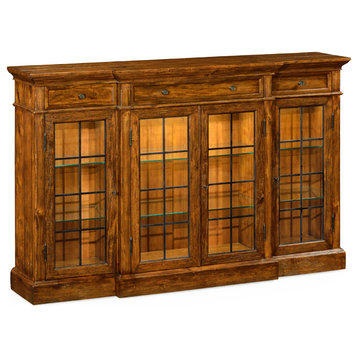 Four Door China Display Cabinet, Country Walnut