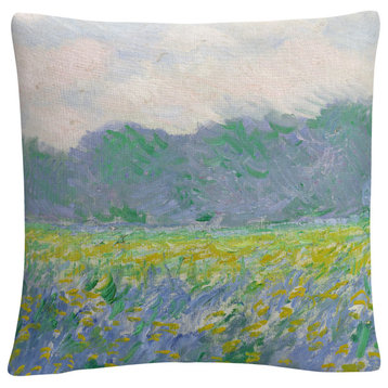 Claude Monet 'Field Of Yellow Irises' Decorative Throw Pillow