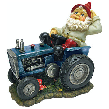 Plowing Pete on His Tractor Garden Gnome Statue