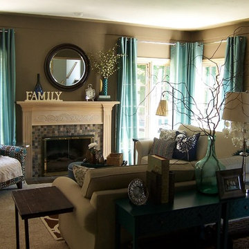 Teal and Taupe Living Room