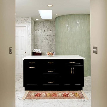 Elegant Bath Remodel in Mt. Vernon Area Uses Marble and Glass