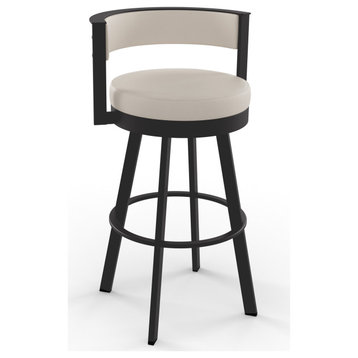 Amisco Browser Swivel Counter and Bar Stool, Cream Faux Leather / Dark Brown Metal, Counter Height