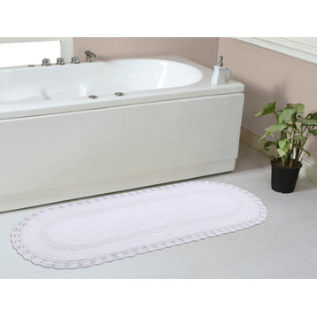 Hampton Crochet Reversible Bath Rug Set, 21x54 Runner, White