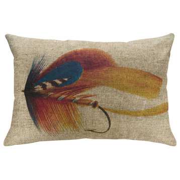 Fly Fishing Linen Pillow, 18"x12"