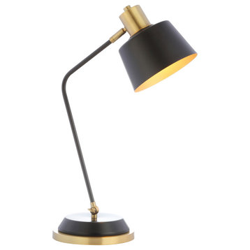 Rochelle 23" Metal Task Lamp, Black and Brass Gold