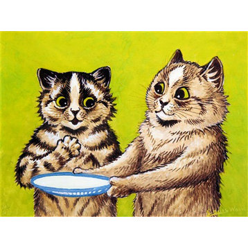 Tile Mural Would You Like Some Milk Louis Wain Cat Pet Kitten, 6"x8", Matte