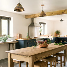 Kitchen Tour: Dark Blue and Copper Create a Modern Farmhouse Look