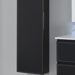 Macral Cuero 15 and 3/4 inches. Wall-mounted cabinet. Black caw leather. - Bathroom Cabinets