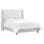 Skyline Furniture Mfg. - Williams Full Nail Button Tufted Wingback Bed, Mystere Snow - This upholstered wingback bed gives any bedroom a modern and contemporary look. Featuring velvet upholstery, diamond tufts and beautiful nail head trim. This bed is handcrafted in soft foam padding for extra support and comfort. Bed frame and matching upholstered rails are included. Spot Clean only. Easy assembly required.