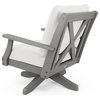 Braxton Deep Seating Swivel Chair, Slate Gray/Natural Linen