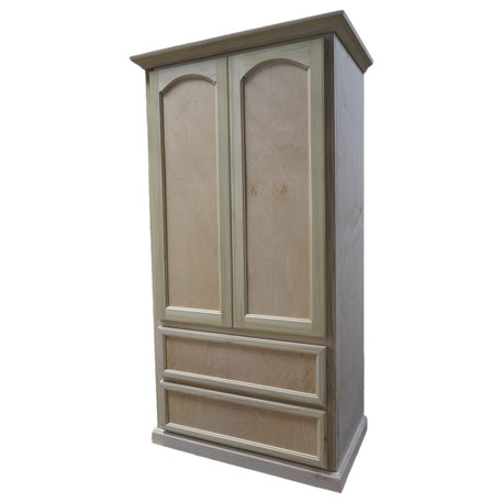 Modern Solid Wood Wardrobe With Arched Door, Medium