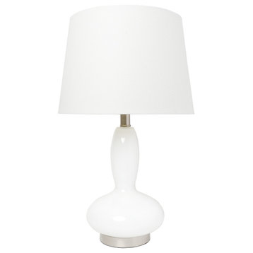 Lalia Home Glass Dollop Table Lamp with White Fabric Shade, White
