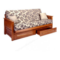 Burlington Cherry Oak Futon Frame with Tray Arm - Futon Frames