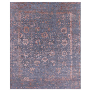 Hand-Knotted Wool and Silk Persian Rug 8' 0" X 9' 10" Q9137