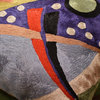 Kandinsky Abstract II Navy Purple Accent Pillow Cover Handmade Art Silk 18x18"