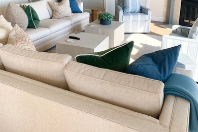 Living room - coastal open concept living room idea in Providence