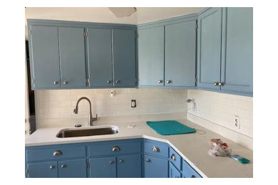 Kitchen Remodel With Blue Accent Cabinets