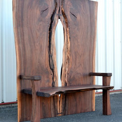 Live Edge Walnut High Backed Bench - Indoor Benches
