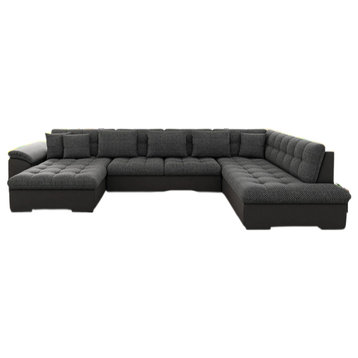 FRANCESCO BIS Sectional Sleeper Sofa, Black/ Dark Grey, Left Corner