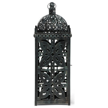 Hamler Shabby Chic Handcrafted Iron Decorative Lantern, 8.25 W X 8.25 D X 23.25 H