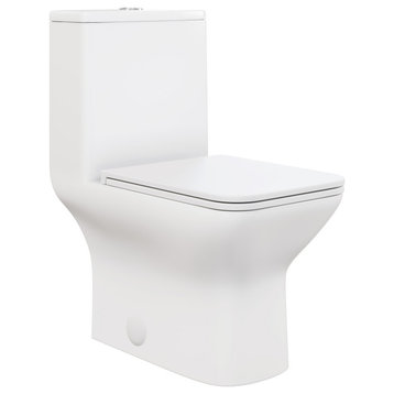 Carre One Piece Square Toilet Dual Flush 1.1/1.6 gpf, Matte White
