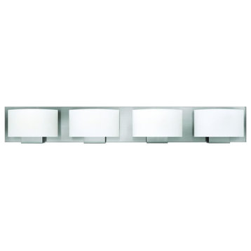 Mila Bath Four-Light in Brushed Nickel With Etched Opal Glass