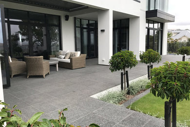 Black Basalt Paving around House