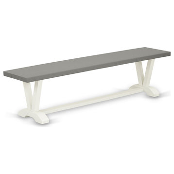 V-Style 15X72 In Dining Bench With Wirebrushed Linen White Leg And Cement Top