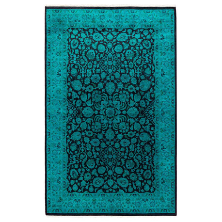 Fine Vibrance, One-of-a-Kind Hand-Knotted Area Rug Green, 4'1"x6'5"