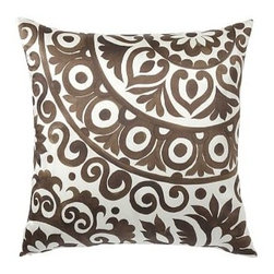 Pottery Barn - Oversized Suzani Printed Silk Pillow Cover, 24", Neutral - Decorative Pillows