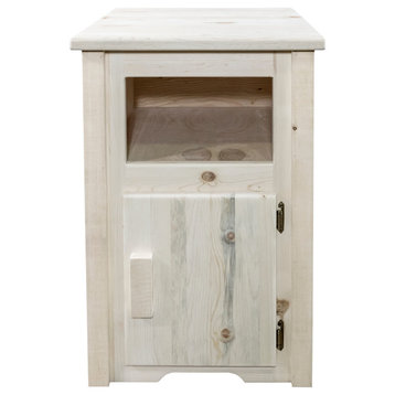 Homestead End Table with Door, Right Hinged, Clear Lacquer Finish