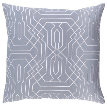 Ridgewood by A. Wyly for Surya Down Pillow, Gray/White, 20' x 20'