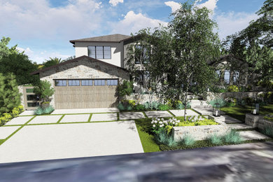 Example of a mid-sized beach style home design design in Orange County