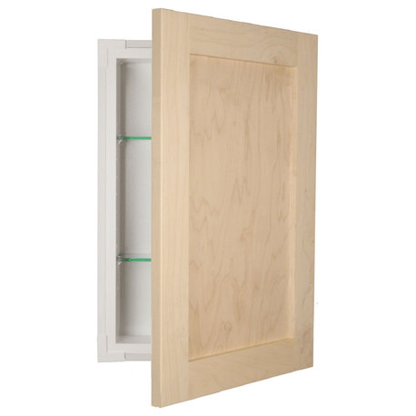 Fruitville Shaker Style Frameless Recessed Wood Bathroom Medicine Cabinet, 14x40, Unfinished