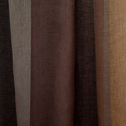 Linen Sheer Vertical Stripe Drapery in Walnut - Drapery Fabric