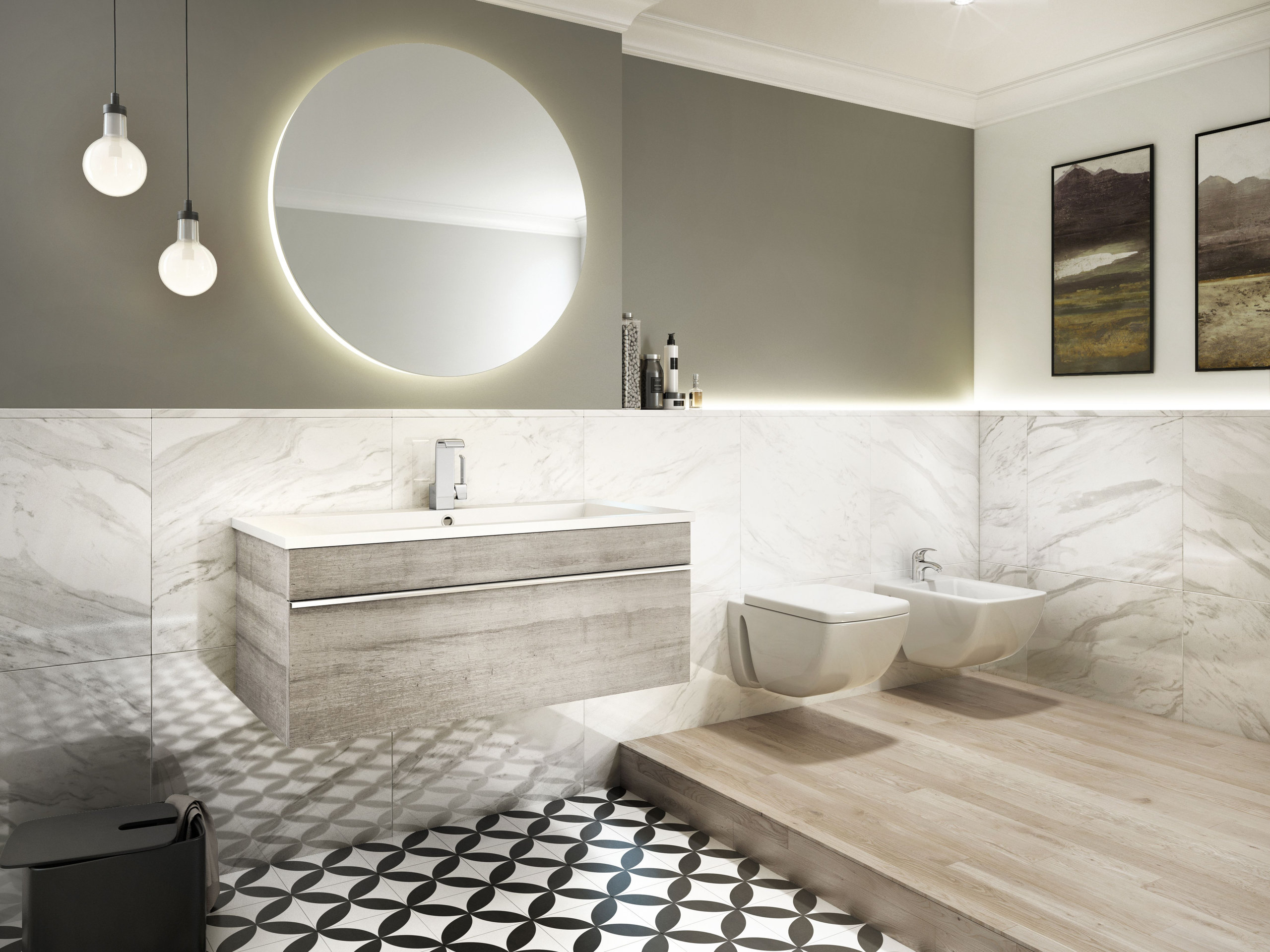 Trough Collection 24" Wall Mount Modern Bathroom Vanity