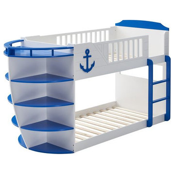 Acme Neptune Twin/Twin Bunk Bed With Storage Shelves Sky Blue Finish