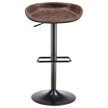 Rogue PU Gaslift Bar Stool, Set of 2, Vintage Coffee Brown