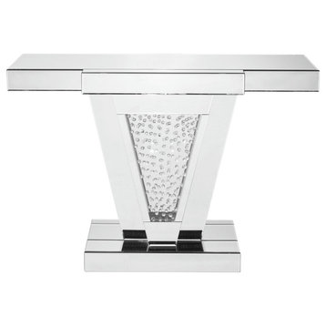 47" Rectangle Crystal Console Table, Clear Mirror Finish, Mf91014