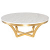 Aurora Coffee Table, White Marble/Brushed Gold