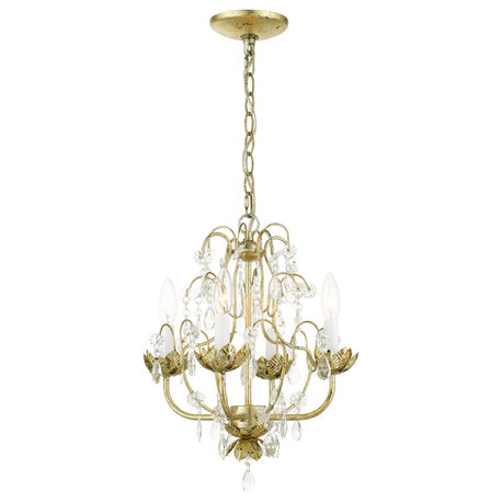 Acanthus 4 Light Chandelier, Winter Gold