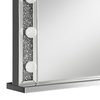 Benzara BM282014 Modern Glam Mirror, Wood Frame, Crystal Inlay, 13 Bulbs, Silver