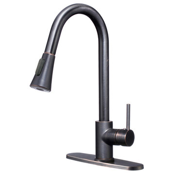 Novatto Dual Action Single Lever Pull-down Kitchen Faucet, Oil Rubbed Bronze