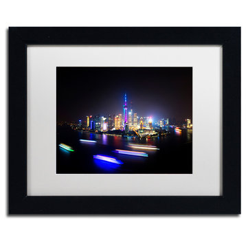 Philippe Hugonnard 'City Skyline' Art, Black Frame, White Matte, 14"x11"